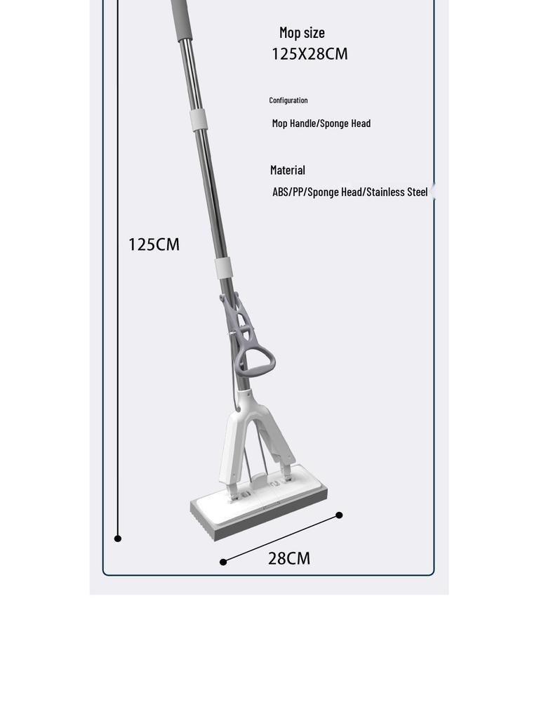 Sponge Mop 2025: Foldable PVA Hand-Free for Wet/Dry Cleaning