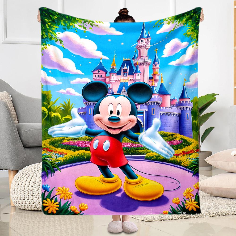 Mickey Mouse Castle Fantasy Blanket Soft & Cozy Perfect for Bed Sofa Seaside All-Season Use Digital Print Ideal Gift for Friends Family Couples Picnic