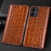 Crocodile Pattern Genuine Leather Flip Case for Xiaomi Poco M6 Pro Plus Business Retro Book Style Wallet Cover