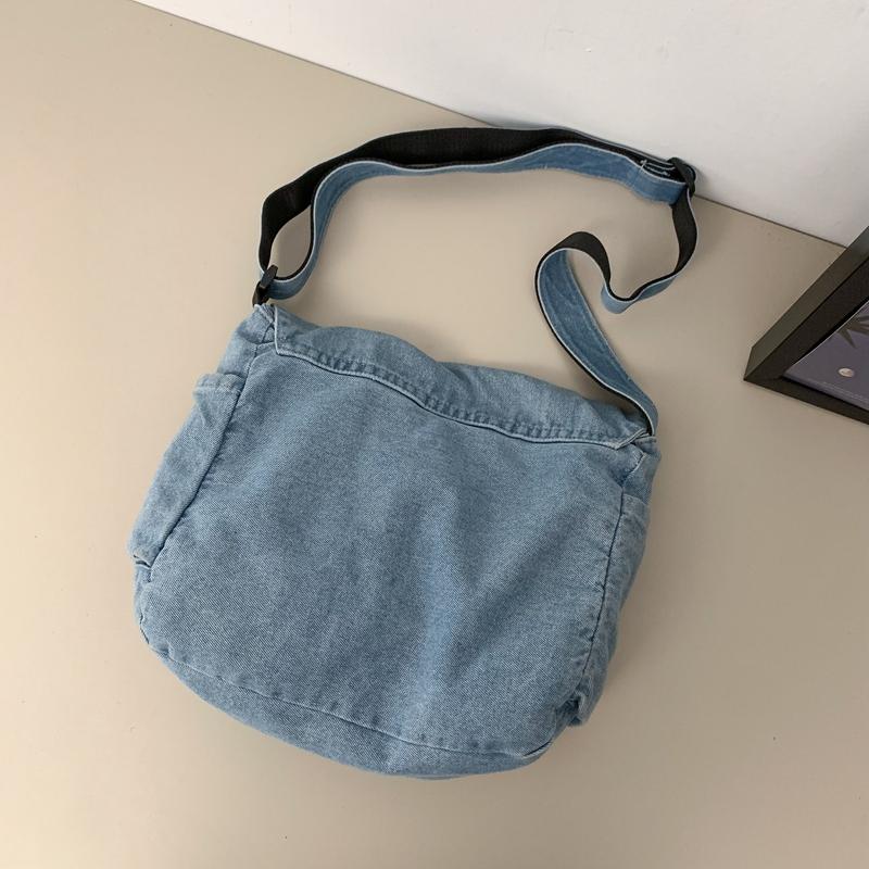 Джинсовая сумка мужская большая вместительная сумка через плечо студенческая сумка — фото 10