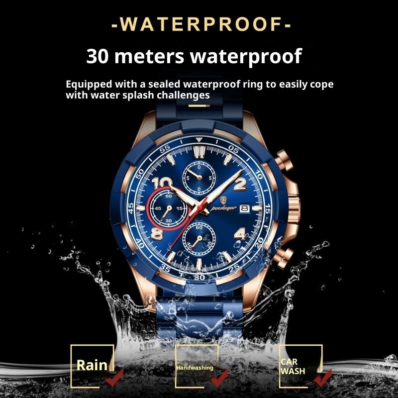 Zegarek męski chronograf wielofunkcyjny świecący kwarcowy zegarek na rękę