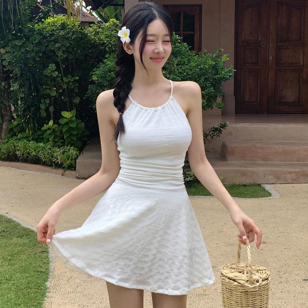 Retro Japanese-Inspired High-Waisted Backless Swimsuit for Women Large