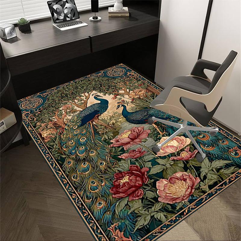 1PC peacock flowers Extra Large Non Slip Floor carpet, Office, family, Studio   Large Area Rug Indoor Rugs, Bold Statement Piece