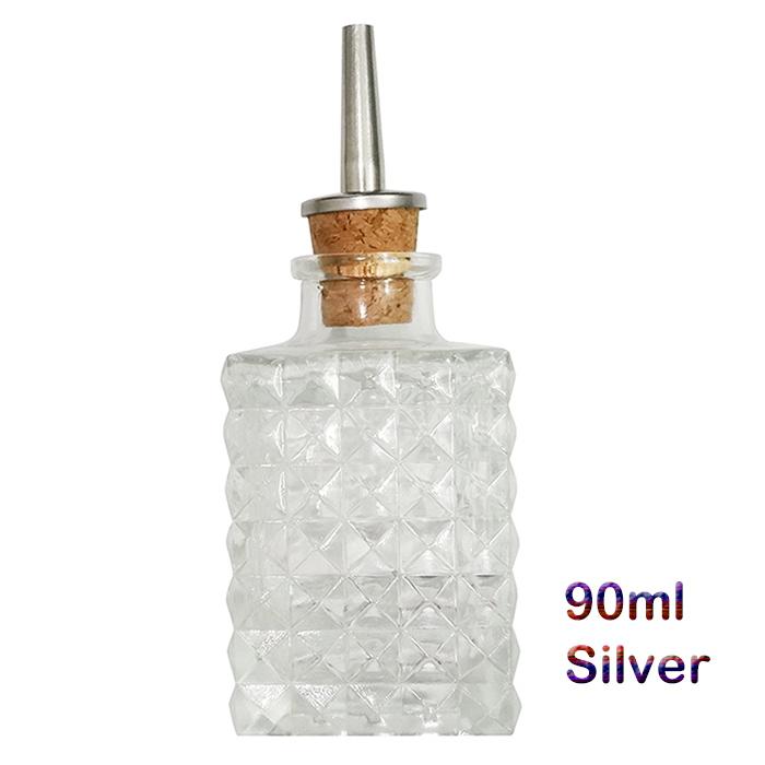 Láhev na koktejlové bitters - Vintage skleněný design s korkem a nerezovým dávkovacím uzávěrem - Profesionální barový set, příslušenství