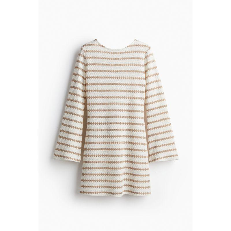 

HM Women s clothing dress 2024 Autumn New Soft Slim fit Backless Knitted Jumpsuit Long sleeve Short dress 1216618