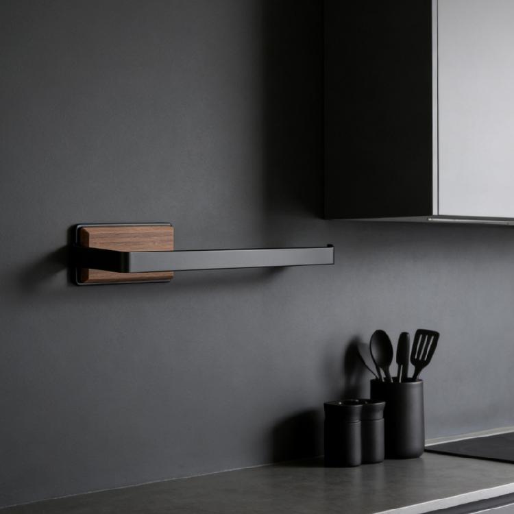 Black Walnuts Wall Mounted Paper Towel Stand Walnuts Wooden Shelf Tissue Roll Hangers For Compactd Spaces