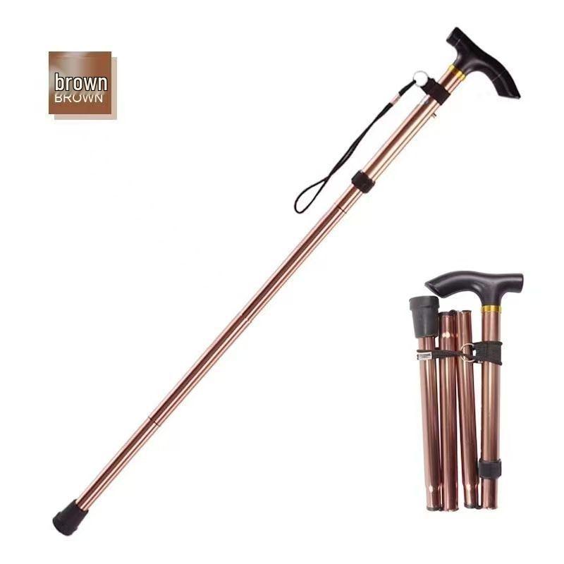 Multifunctional Aluminum Alloy Telescopic Hiking Poles for Elderly - Foldable Walking Sticks