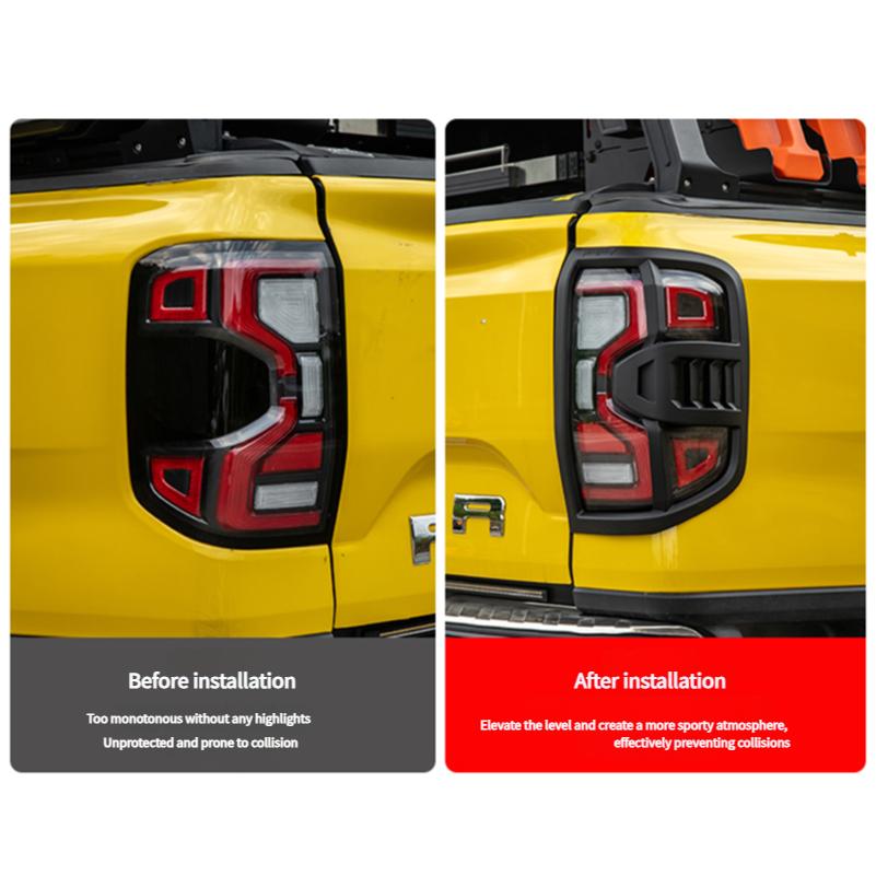 For Ford Ranger 2025 Taillight Cover Sticker Tail Light Protection Decorative Cover Upgrade Modification Accessories 2pcs Black