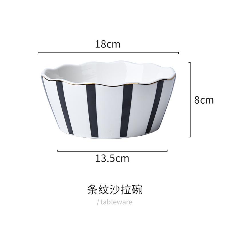 Set creativ de veselă ceramică pătată alb-negru Farfurie de cină din porțelan Bol pentru supă Bol pentru salată Farfurie pentru pește Ustensile de bucătărie
