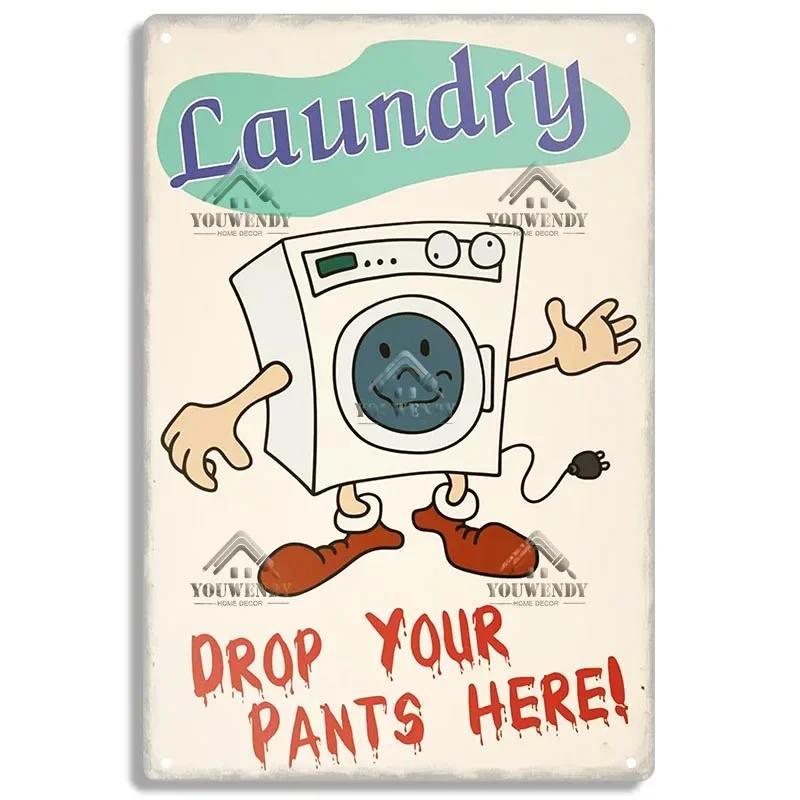 Laundry Sign Vintage Tin Sign, Metal Plaque, Retro Metal Sign, Wall Decor for Laundry Room