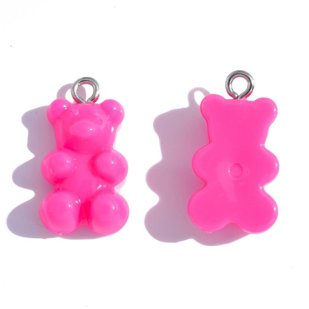 Colorful Transparent Bear Resin Pendant for DIY Jewelry and Keychains
