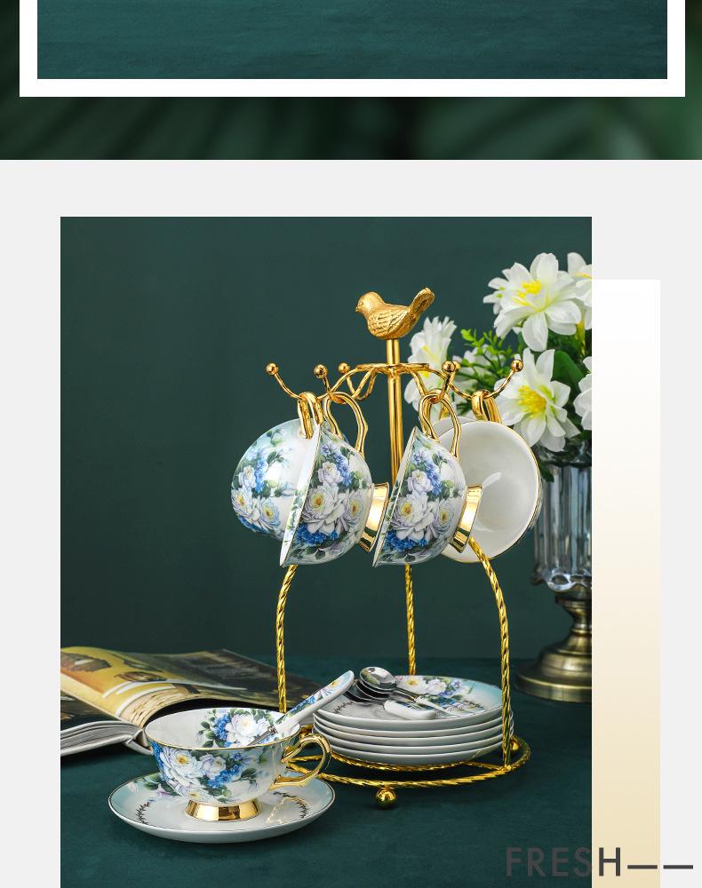 Elegante Set Regalo Tazze da Caffè e Sottotazze in Ceramica Stile Europeo