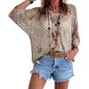 Women Tops Solid V-Neck 45720 Sleeve Knitting Color Loose Fit Cover