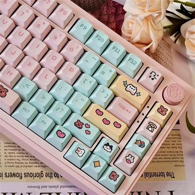 132 Schlüsselelemente Wie Die Kleine Juwelen-Tastenkappe Cartoon Niedliche Kirsch-Umriss-Tastenkappe für Cherry MX 61 68 104 Mechanische Tastatur