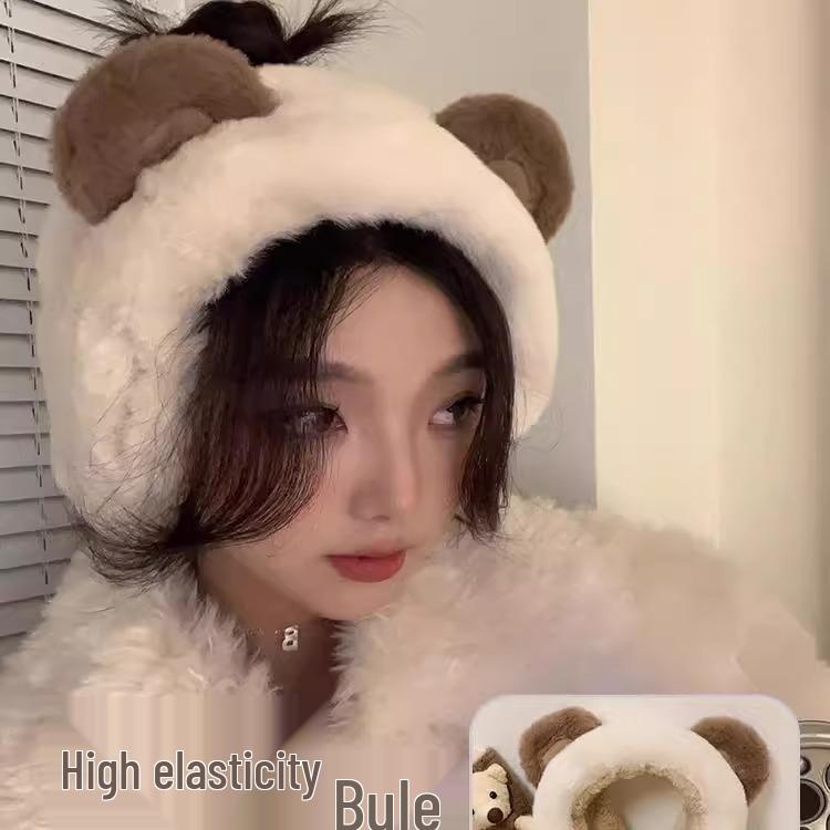 Winter Bear Earband: Fleece-Lined Windproof Cycling Earmuffs for Women & Students