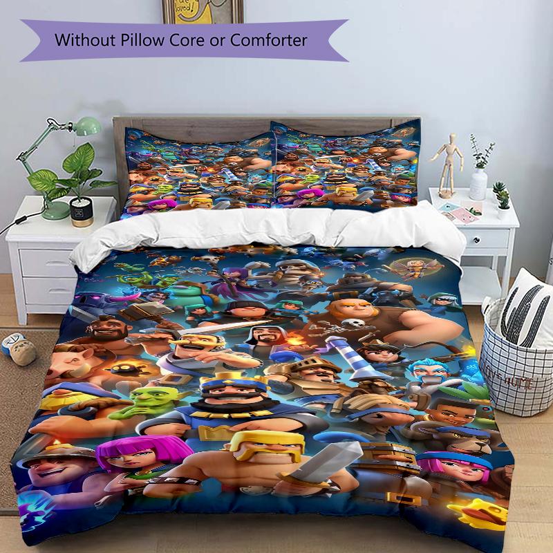 3Pcs Clash Clans Heroes Bedding Set Quilt Cover Pillowcase Home Christmas Xmas Halloween Gift 1 Duvet Cover 2 Pillowcase M92470
