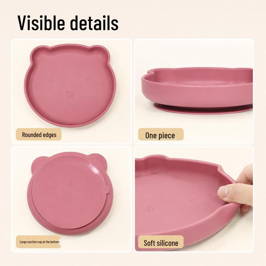 Non-Slip Silicone Bear Plate & Bowl Set for Baby Self-Feeding