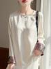 2026 New Spring & Autumn Chinese Style Embroidered Jacquard U-Neck Long-Sleeve Loose Pullover Women's Top