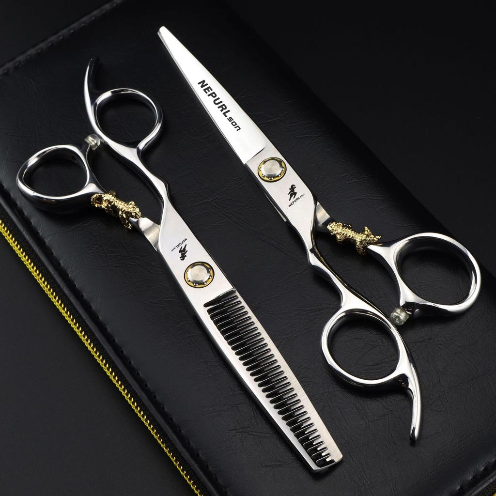 6.0 Inch Nimpson Silver Little Golden Tiger Hair Scissors, Left Hand Scissors, Flat Scissors, Bangs Scissors, Tooth Scissors, Thin Scissors
