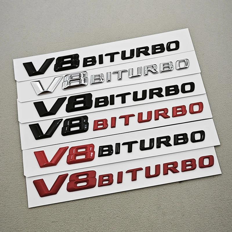 Logo Cromato ABS 3D Emblema V8 BITURBO Parafango Auto Distintivo Laterale Adesivo per Mercedes Benz AMG C63S C63 E63 G63 G500 Adesivi Accessori