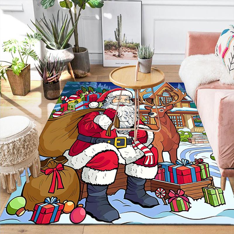 1Pc Christmas Candy Canes Rug Office Carpet Indoor Outdoor Doormat Nonslip Soft And Comfortable Living Room Christmas Halloween Gift D91841