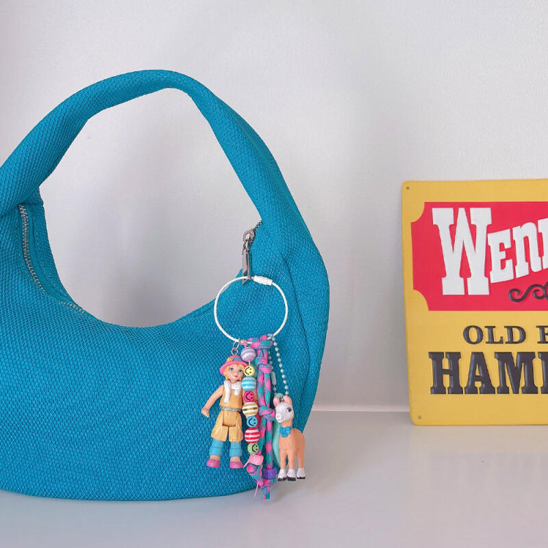 Girl and Sheep Toy Keychain (2 types) (1) The girl with the two pigtails