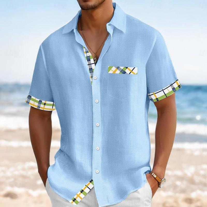 Summer men's new fashion digital printing casual loose short-sleeved shirt