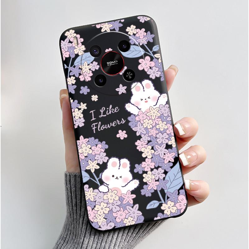Case For ZTE Blade V70 Max / Nubia V70 Max Phone Case Black Soft Silicone Shockproof Cover Luxury Cute Love Rabbit Funny Casing