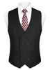 [Enlision] Business Vest Men's Suit Vest Double-Breasted Solid Color Formal Slim Fit Gilet Vest Gentleman's Stylish with Buckle Wedding Black Size S V