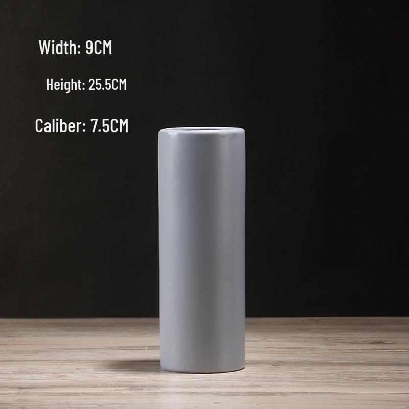 Nordische Weiße Matte Keramik Zylindrische Vase - Minimalistische Heimdeko für Frische/Trockenblumen