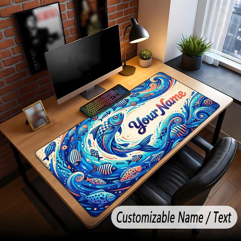 Fish Ocean Theme Custom Mouse Pad Personalized With Name Text Customized Desk Mat For Office Home Decor