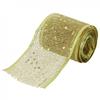Glitter Wired Ribbon, Organza Sheer Ribbon with Gold Glitter Swirl Pattern