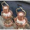 Copper Brass Anchor Oil Lamp Nautical Maritime Ship Lantern Boat Antique Light Set of 2
