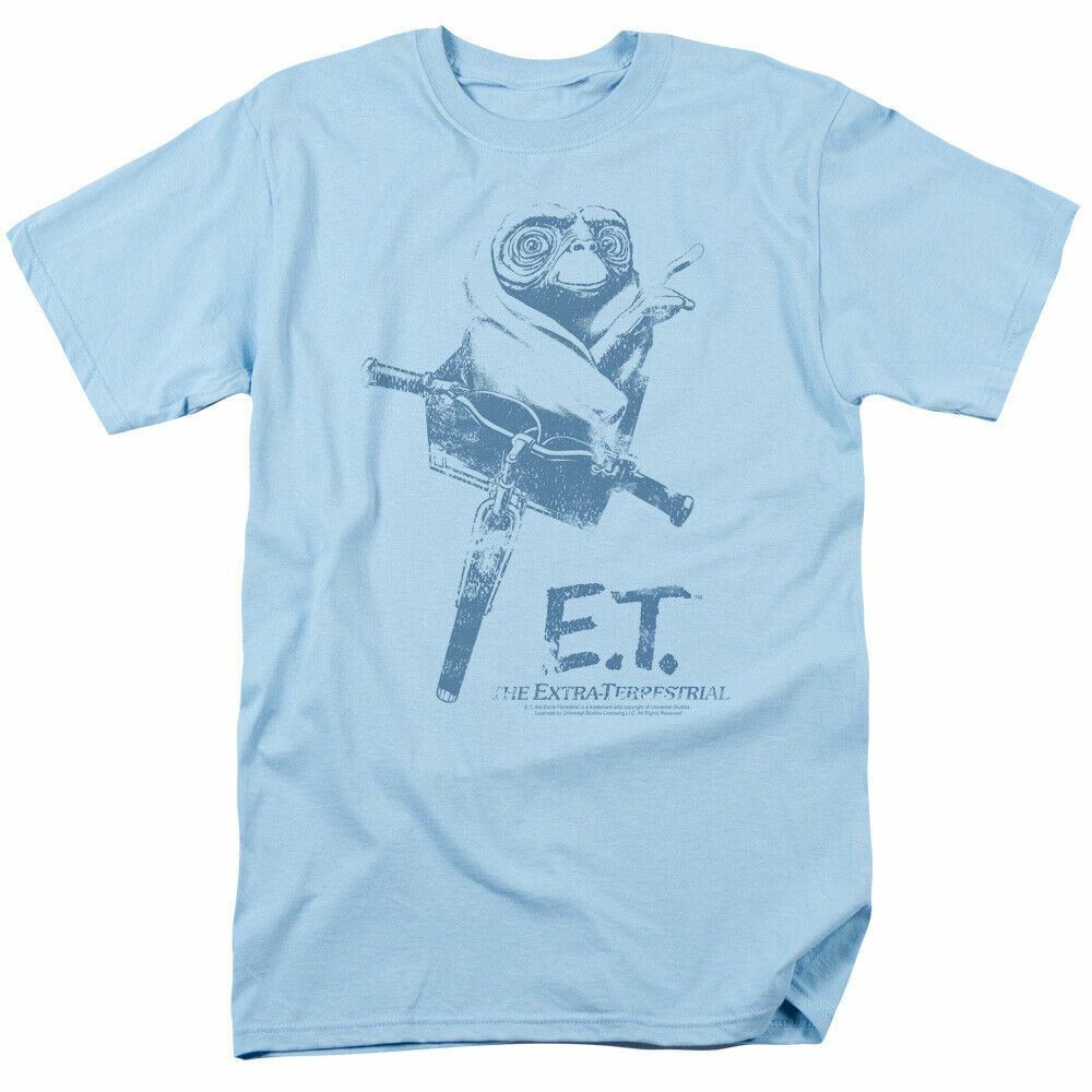 ET The Extra Terrestrial Bike T Shirt Mens Licensed 80s Movie Light Blue XXXL