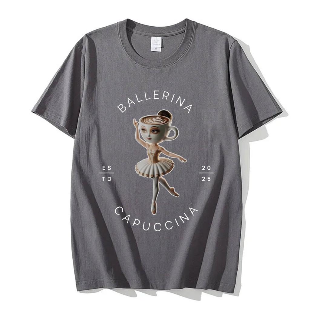 Ballerina Capuccina Funny Italian Brainrot Meme T Shirt Men Women Oversized Fashion Tshirt Summer Casual Pure Cotton Tshirts