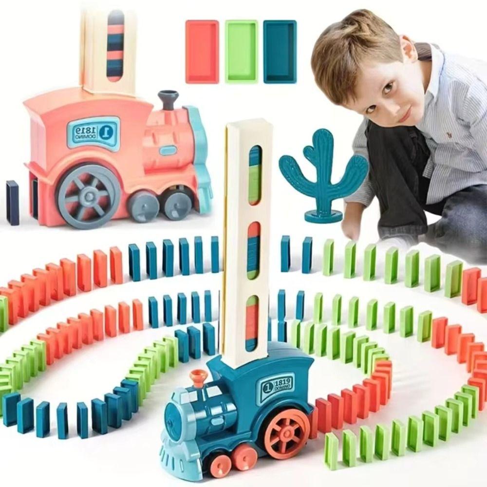 Automatic Laying Domino Train Sound Light Electric Train Intelligent Children Toy  Kids Puzzle