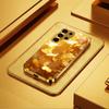 Goldener Schmetterling Glas Handyhülle für Samsung Galaxy S26 S25 S24 S23 S22 FE Ultra Plus Eingebautes Glas Gold Exquisit Wunderschön