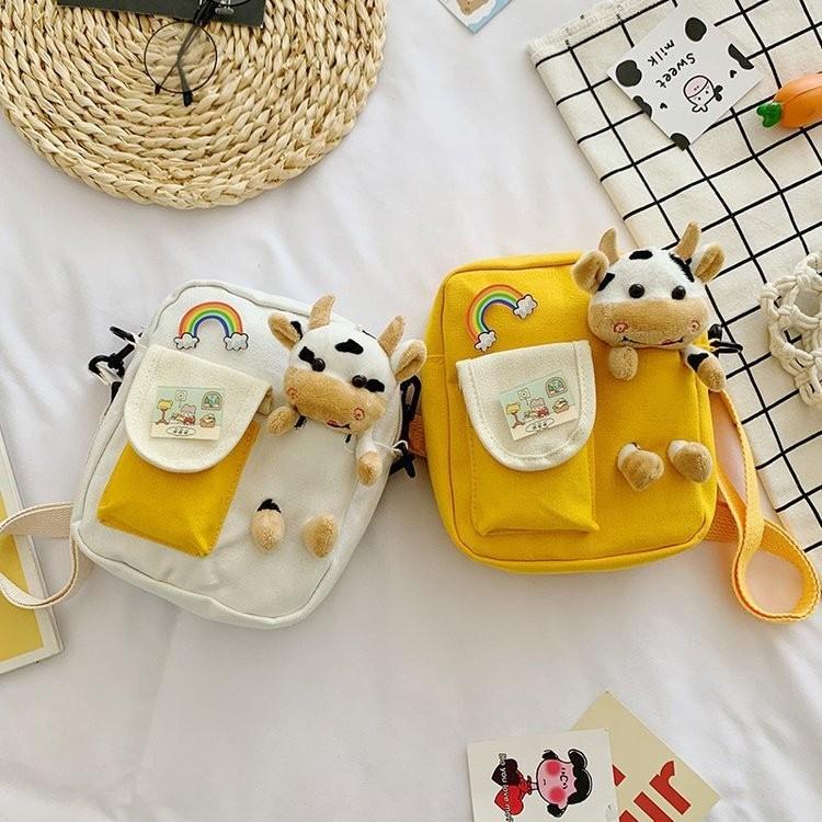 Stylish Nylon Crossbody Bag For Girls In Fresh Sweet Colors Cute Bear Motif