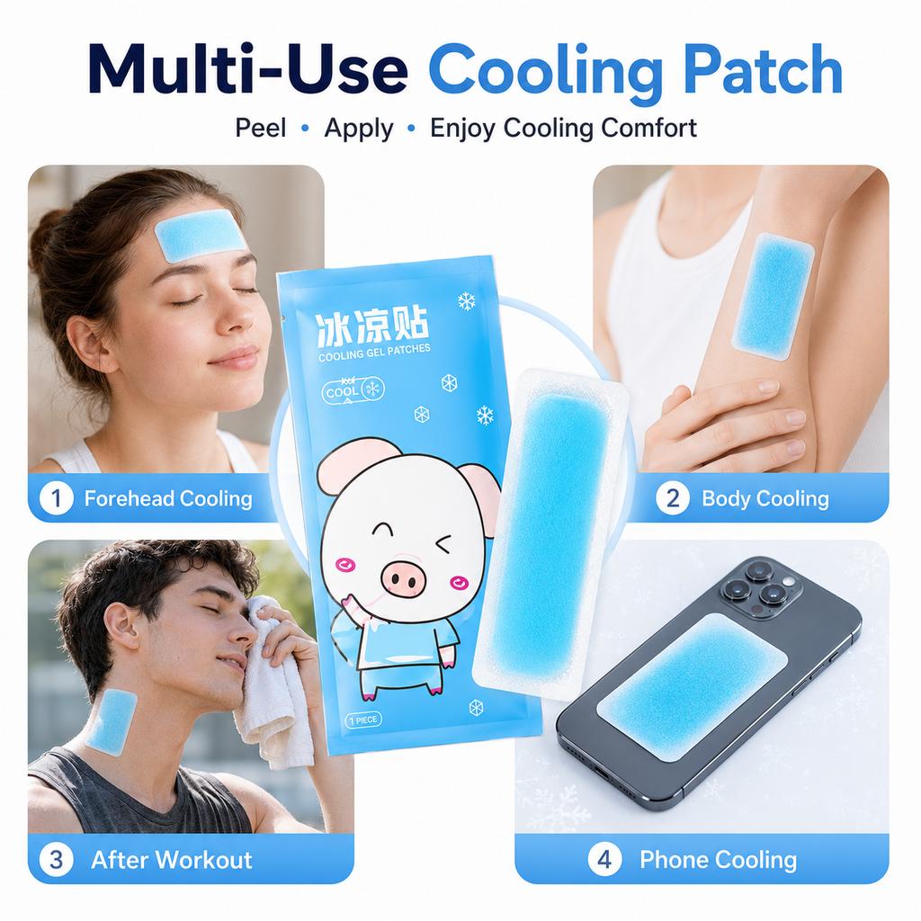 Disposable Cooling Gel Patch 10H Non Woven Ice Sticker for Summer Heat Relief Outdoor Camping Hiking Body Cooling Care Pad Use