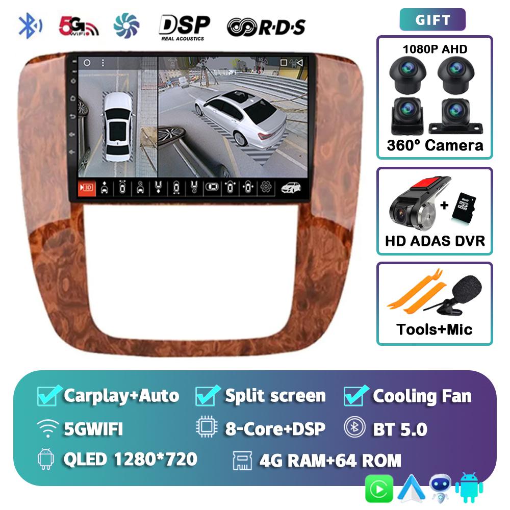 Android 14 Carplay Auto Car Radio For GMC Yukon Chevrolet Tahoe Suburban 2007 - 2012 Multimedia Player GPS Navigation Stereo DSP