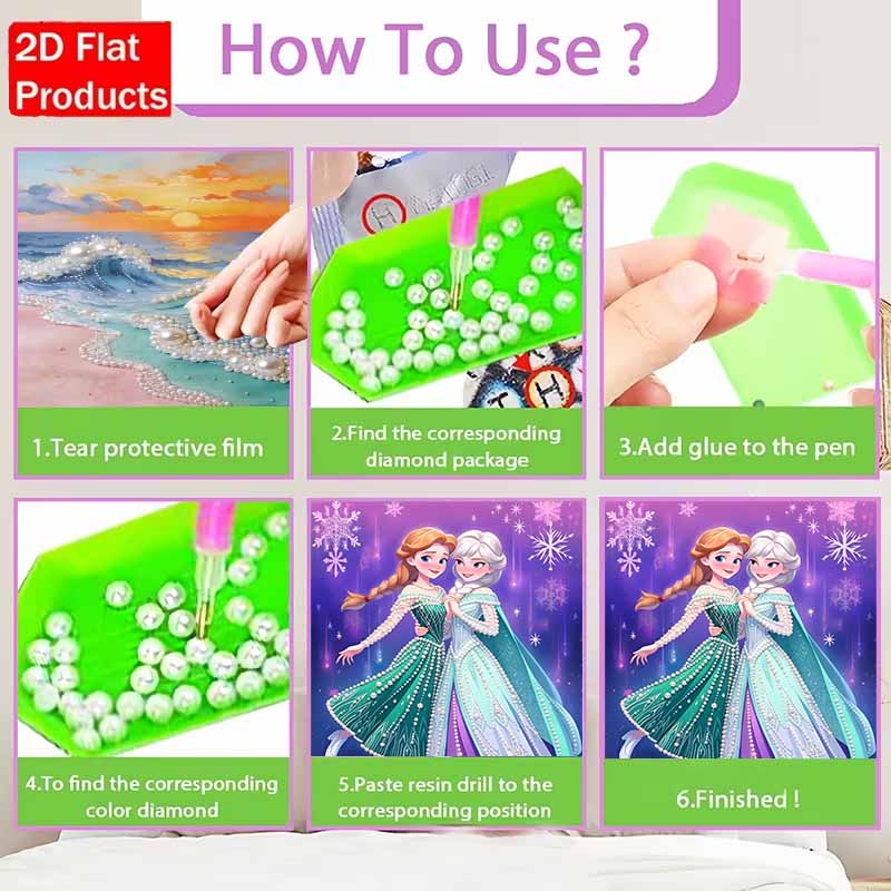Disney Pearl Painting Frozen Portrait for Beginners and Adults, DIY Pearl Diamond Art Painting Kit for Home Wall Decor Gifts