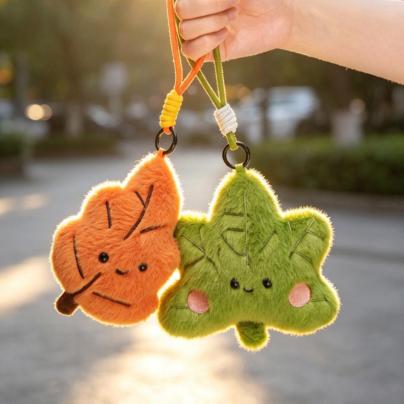 15Cm Kawaii Cute Leaves Plush Toy Soft Stuffed Maple Leaf Doll Keychain Ornament Bag Car Decor Funny Gift For Kids