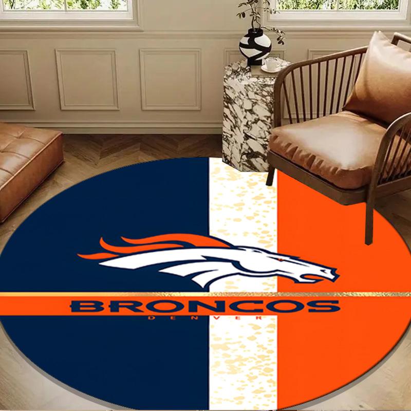 Denver Broncos Round Mat, Anti-slip Circle Carpet Chair Rug For livingroom,Bedroom, Doormat Home Decor Gift Christmas Gifts