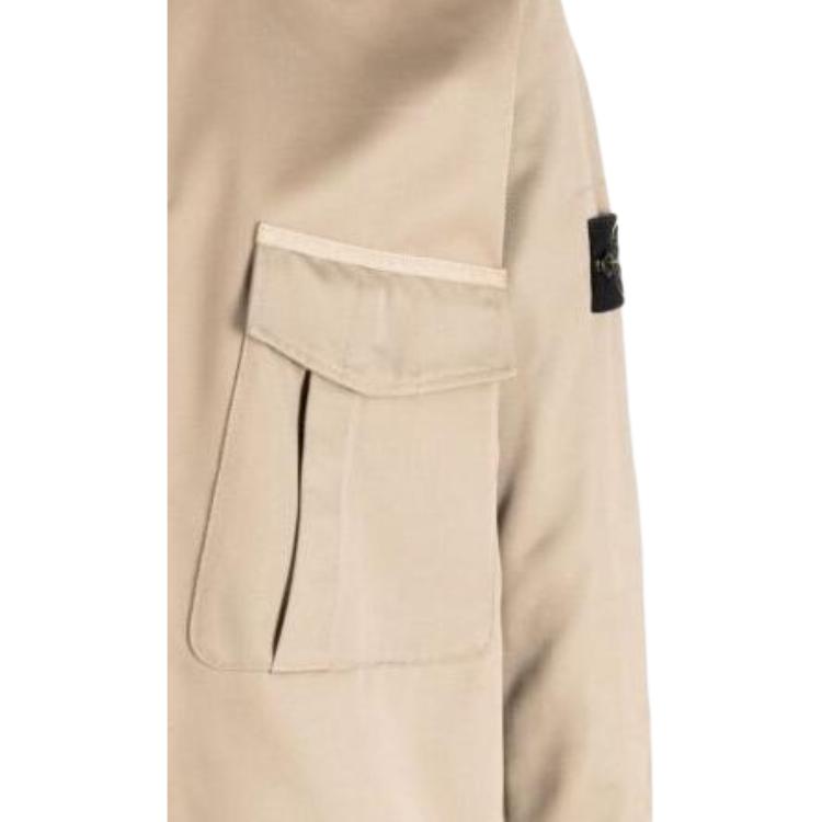 STONE ISLAND Solid Color Logo Long Sleeve Shirt Jacket Men Jackets Light-Brown 781510428-V0092