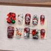 Handmade Christmas Almond False Nail Tips - High-End Whitening Short Manicure