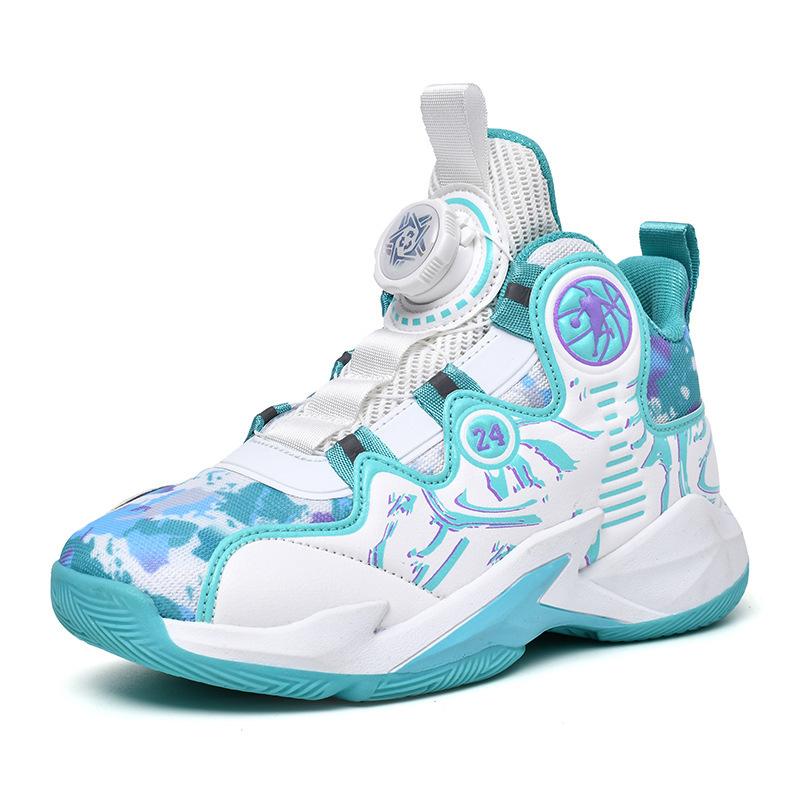 

Rotating button basketball shoes children s trendy shoes 6-12 years old four seasons new mesh breathable boys medium and older children s sports shoes 31