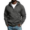 Men S Half Zip Hooded Fleece Lined Loose Fit Spliced Knit Sweatshirt