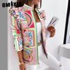 GMXIA Giacche e cappotti a maniche lunghe autunno inverno con stampa casual vintage a reticolo da donna