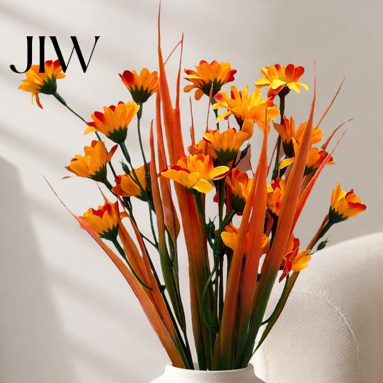 Realistic Fake Floral Bouquet Autumn Artificial Flowers Bouquet, Plastic Arrangement with Layered Reusable for Spring Leaves And Vines Farmhouse