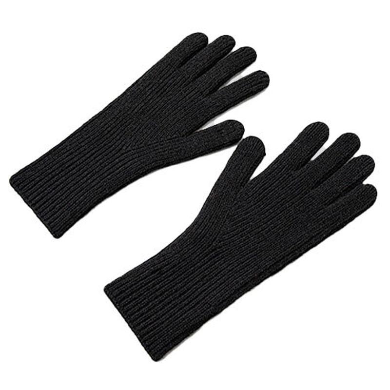Knitted phone gloves with finger cutouts, unisex, black